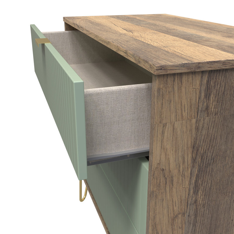 Beranda 3 Drawer Chest (Ready Assembled), Reed Green/Vinatge Oak