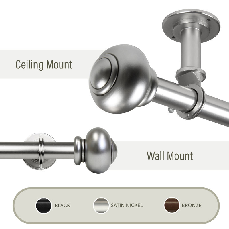 Tringle à rideaux simple Lecuyer, 66 - L 120 po, Nickel satiné