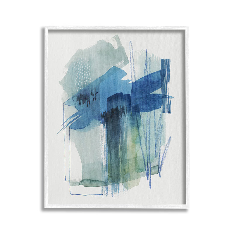 «Blue Scribbles Paint Single Photo Frame» par Grace Popp sur toile, H 30 po x l 24 po, Giclée encadrée blanc bord de mer