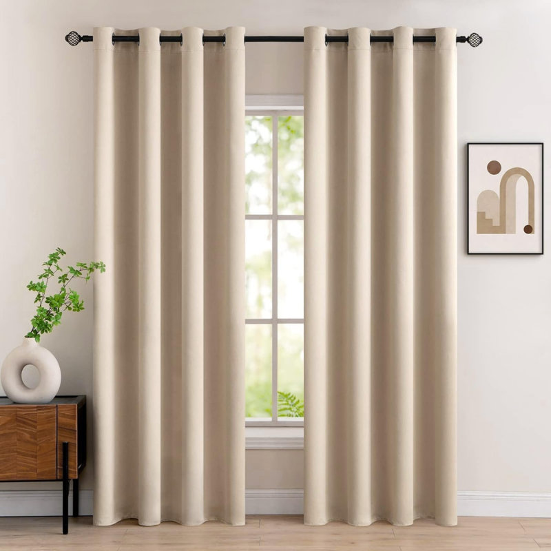 Dark Beige Blackout Curtains 2 Panel Set,88 Drop,55 x 88 Inches