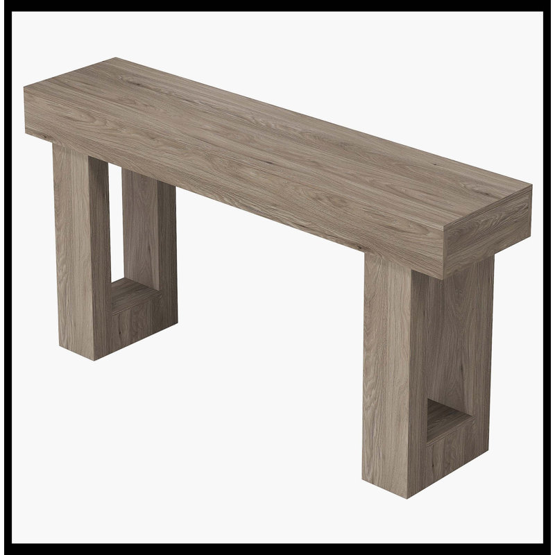 Wooden Sofa Table, 63-Inch Modern Console Table For Living Room, Gray