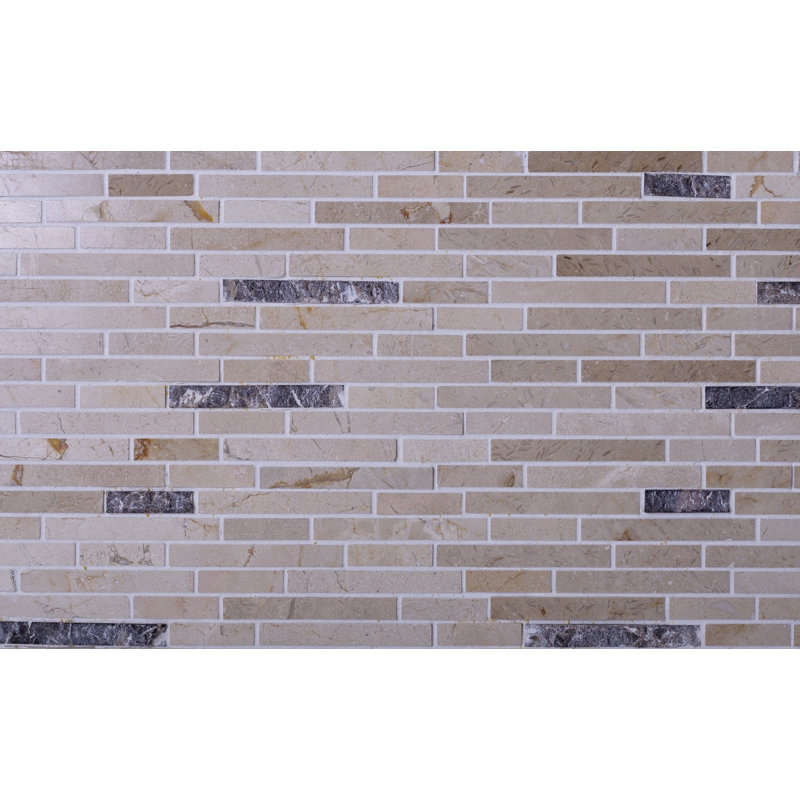 11.6" X 12" Linear Marble Mosaic Tile, Beige