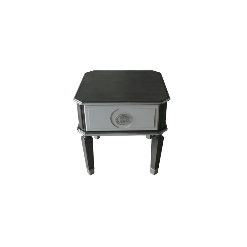 Table basse sophistiquée gris anthracite et gris avec rangement spacieux, bureau contemporain de conception moderne, grand tiroir, look épuré