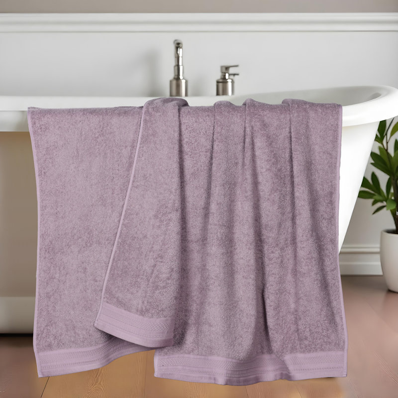 Sea Fog Oversized Cotton Bath Sheets Set with Honeycomb Border