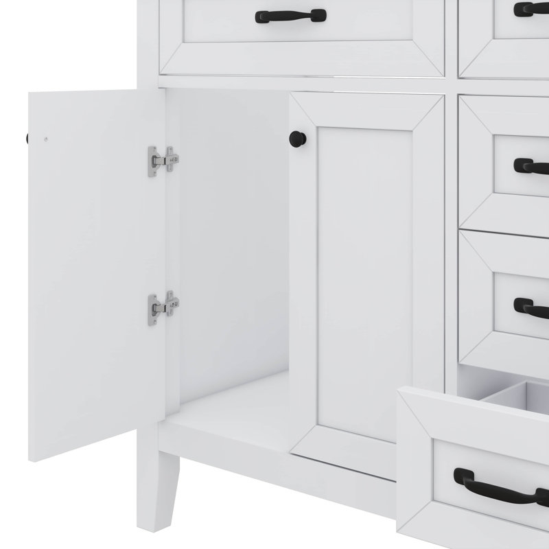 Meuble-lavabo 36 po sans lavabo, base seulement, armoire de rangement avec portes et tiroirs, Blanc