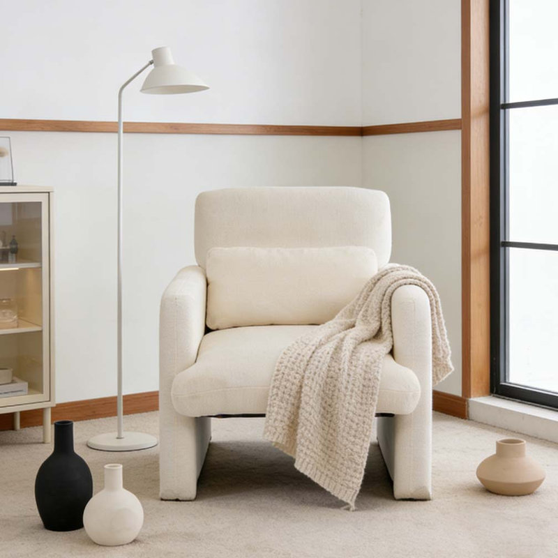 Chaise d'appoint moderne, Blanc ancien