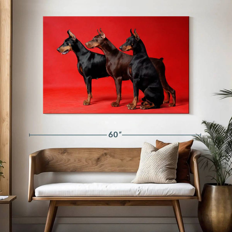 Doberman Trio, H 34 po x l 51 po