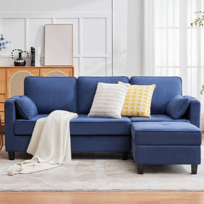 Convertible Sectional Couche,Small Space Couches L-Shaped Sofa W/Storage Chaise, USB Ports, Side Pockets and Pillows for Living Room by Ebern Designs