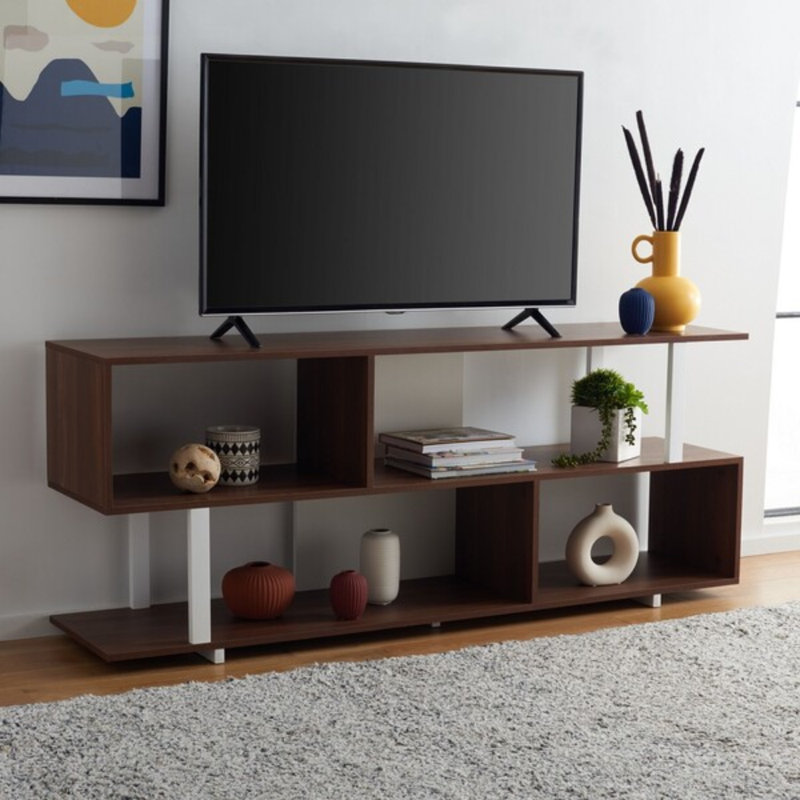 Meuble audio-vidéo Jarrett, L 67 po, Noyer / blanc