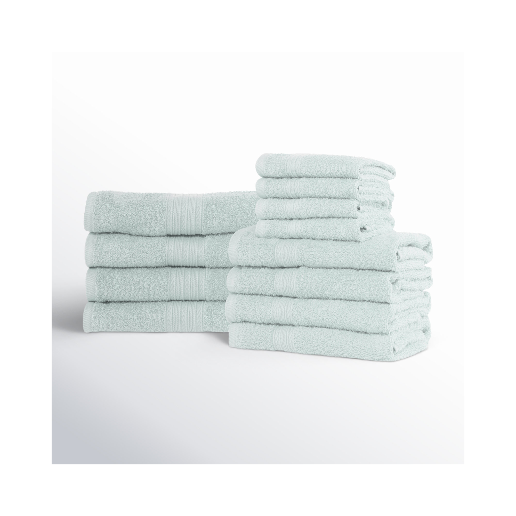 100% Cotton Sustainable Multi-Size Towel Set, Aqua Marine