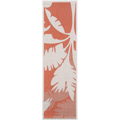 Waddington Floral Ivory Orange Indoor Outdoor Runner Rug