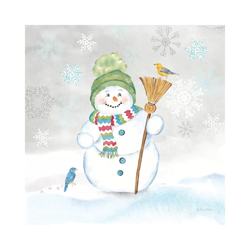 Let It Snow Blue Snowman IV by Cynthia Coulter - Wrapped Canvas Painting