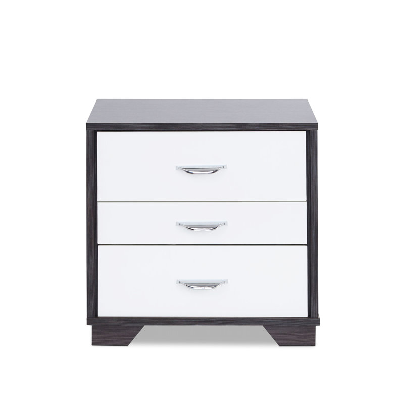 Élégante table rectangulaire blanche et noire à 3 tiroirs en bois composite