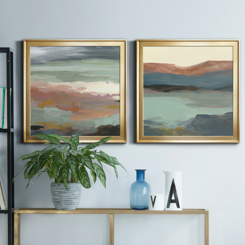 «Ocean Bluff», reproduction de cadre photo sur toile 2 pièces, Or, H 17,5 po x l 35 po x P 1,5 po