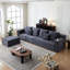 5 places, canapé Cloud modulaire, velours côtelé gris, porte-gobelets, sans assemblage, sièges extra larges pour fin de semaine, siège confortable-1482609468