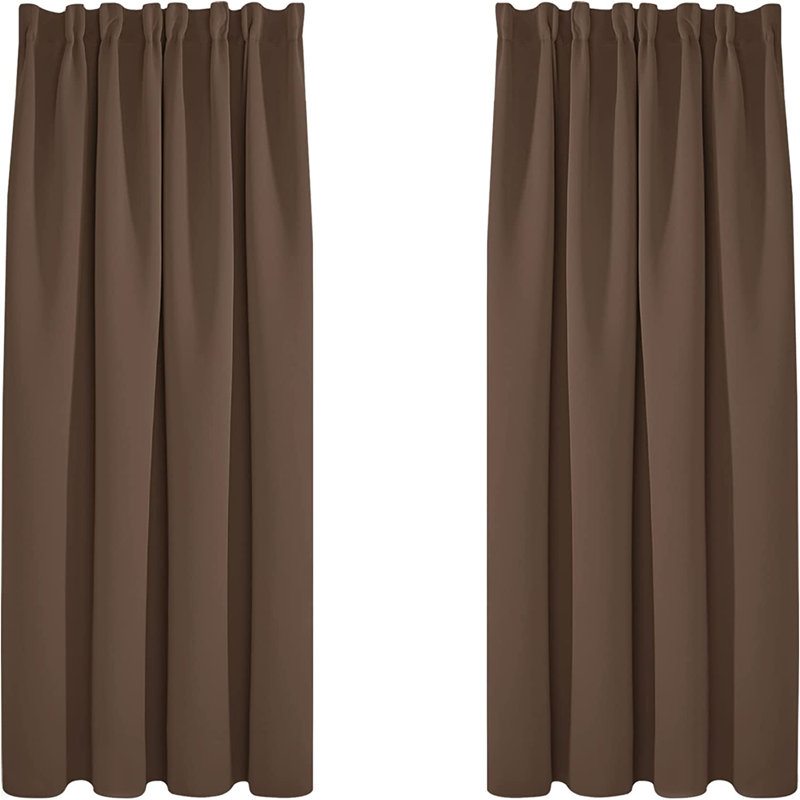 Kokichi Blackout Curtain Pair, 132cm Width x 160cm Drop D cm, Brown
