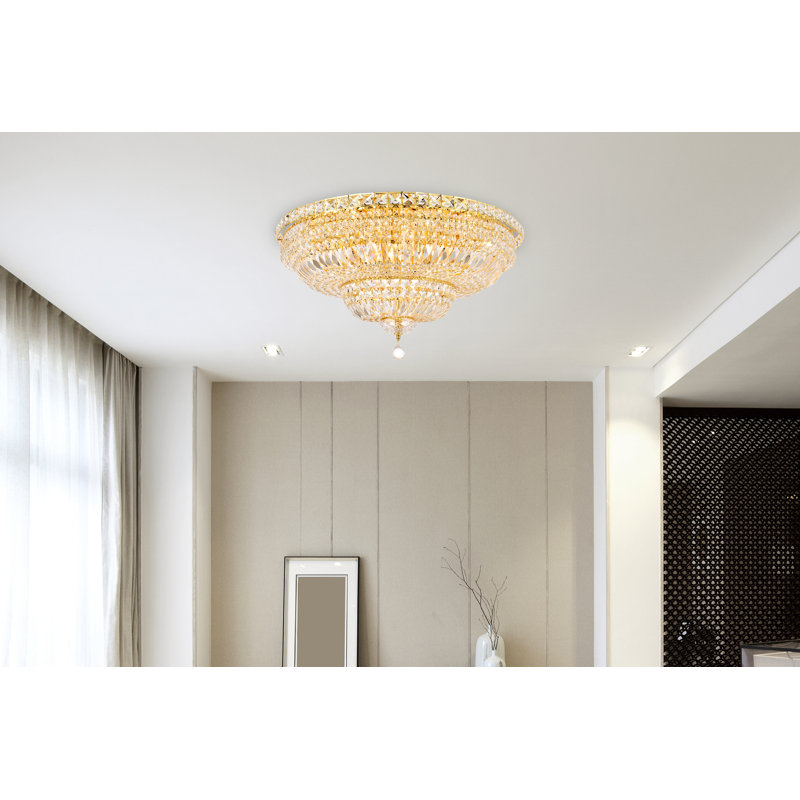 Plafonnier encastré à 18 lumières de style lustre 30 po Stinnett, Doré, Chrome / coupe royale