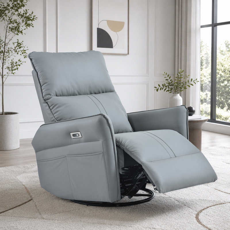 Fauteuil inclinable électrique à bascule, Polyuréthane, Blue-gray, 270°