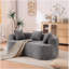 Canapé en forme de croissant, conception moderne à dossier bas avec coussins profonds, grand canapé à deux places rempli de mousse auto-gonflant ne nécessitant aucun assemblage. (Tissu chenille gris)-1099079976-1099079978