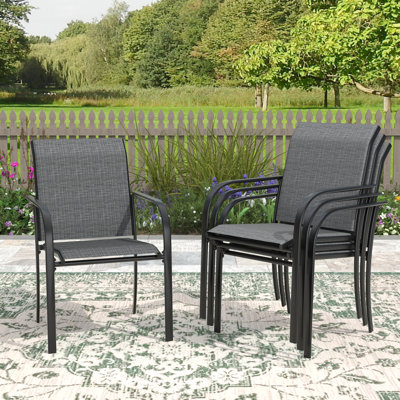 Outdoor Stacking Patio Dining Armchair Set Of 4