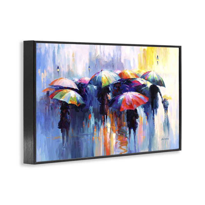 "Souvenirs sous la pluie", estampe numérique par Leon Devenice, Giclée encadrée noir minuit, H 12 po x l 18 po