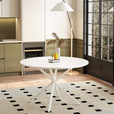 Table de salle à manger à plateau amovible avec pieds en fer mat