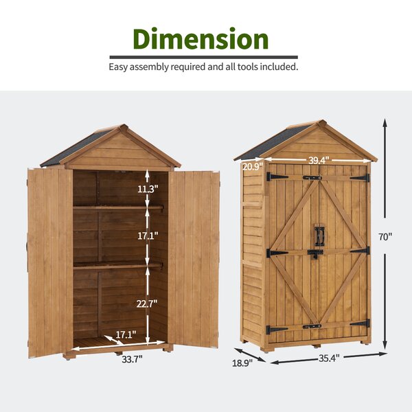 MCombo Outdoor 3 ft. W x 2 ft. D Solid Wood Lean-To Storage Shed ...