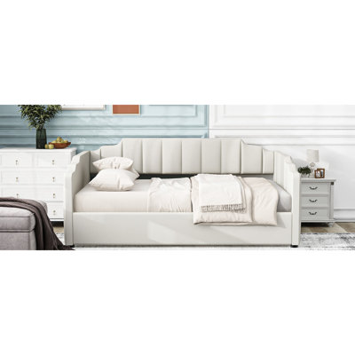 Full Size White Upholstered Daybed With Storage Capacity - Modern & Elegant Platform Bed For Your Bedroom Storage, Comfortable And Practical