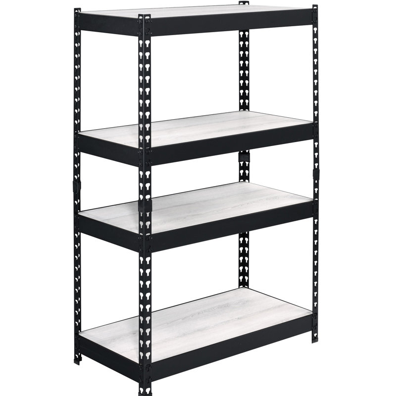 4-Shelf Bookcase In Industrial Design With Natural And Black Shelves For Study Room Storage Organization Metal Wood 4