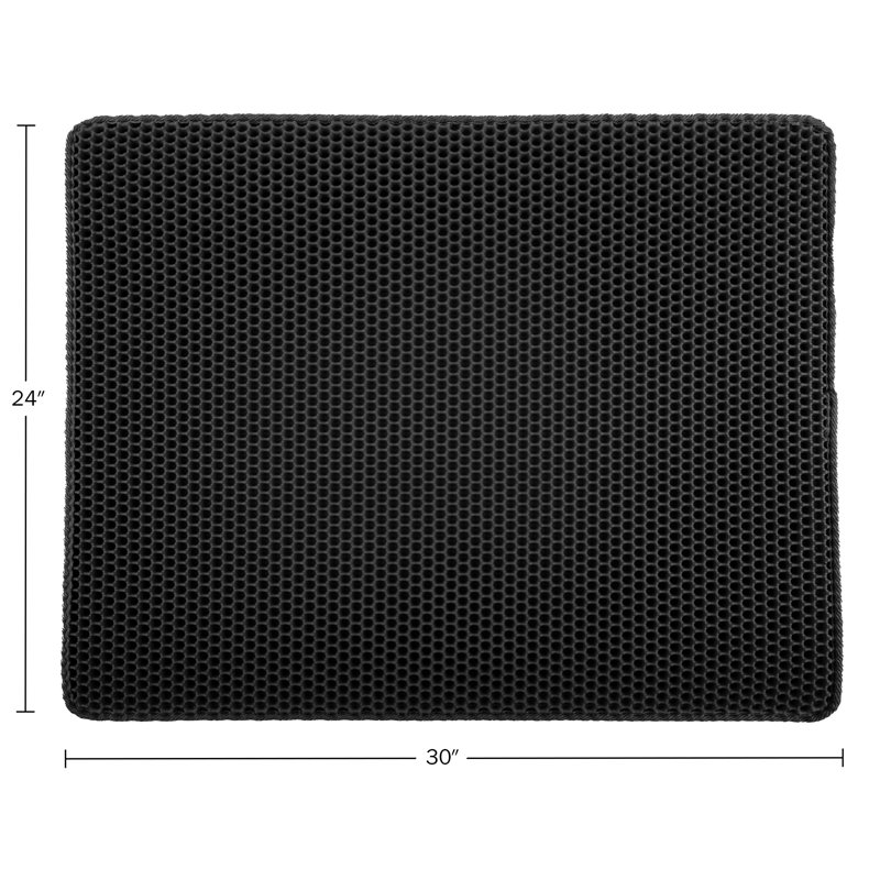 Black Dual-Layer Honeycomb Design Waterproof Cat Litter Mat