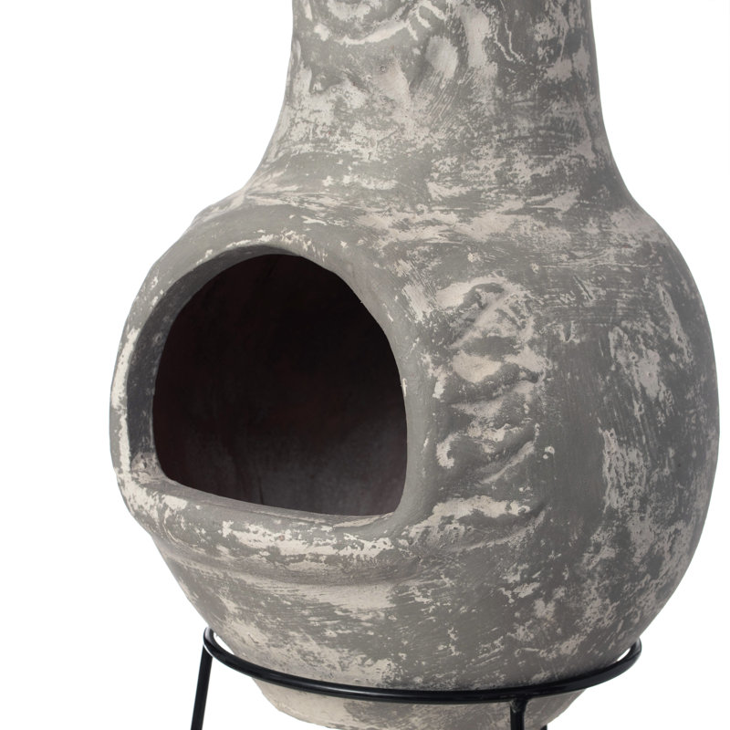 Urn Clay Wood Burning Smokeless Chimnea, Stone Gray