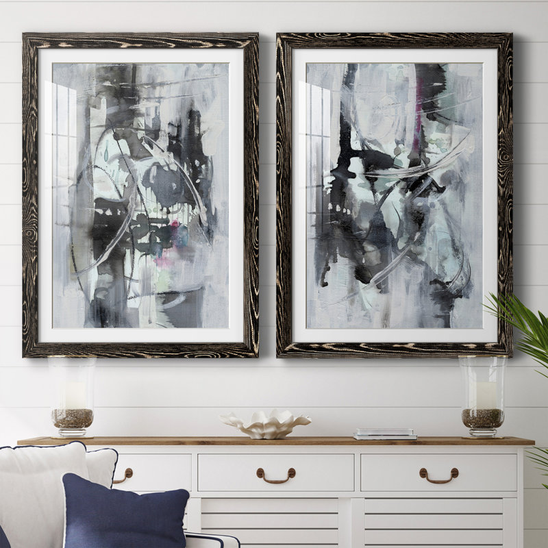 Indian Lore I - ensemble de 2 peintures encadrées, H 37,5 po x l 55 po x P 1,5 po, Noir