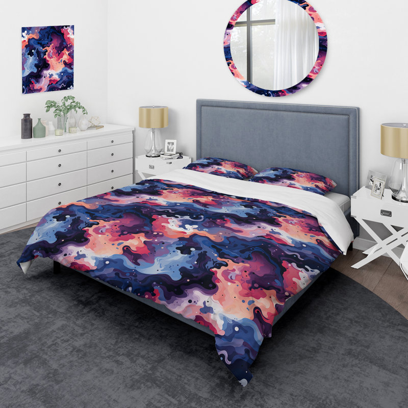 Celestial Camo Ripple - Ensemble de housse de couette abstrait - Microfibre de polyester