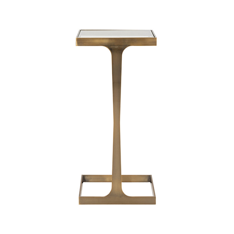 Maisel Glass End Table, Antique Brass