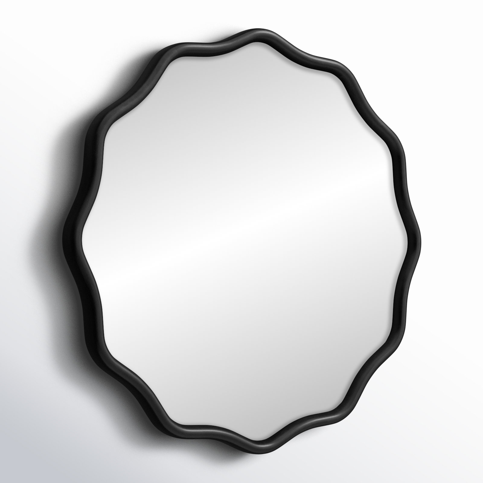 30" Solid Wood Accent Mirror, Black, 30" x 30"