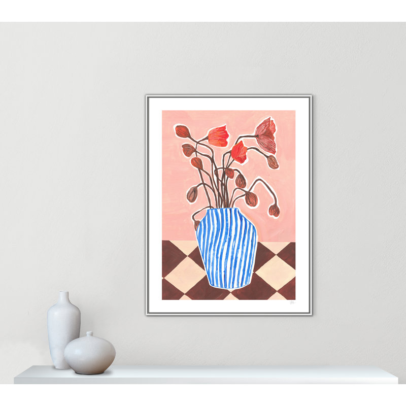 Poppies Print par Violets Print House, Toile avec cadre, L 37,5 po x H 49,5 po, Flotteur blanc