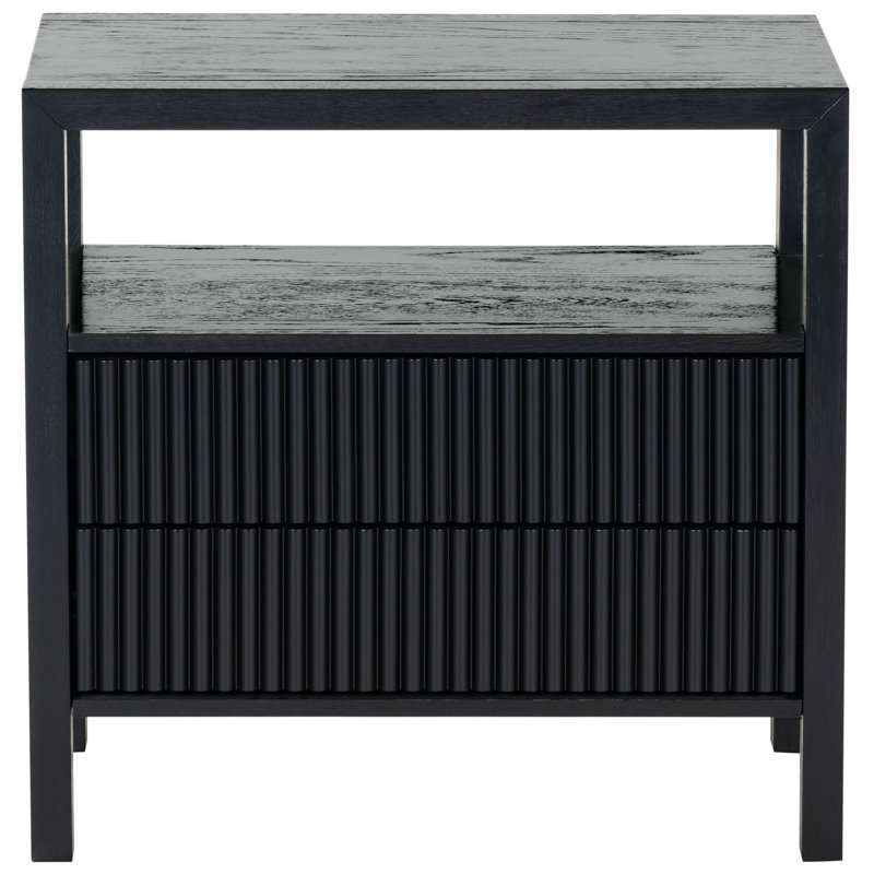 Dorchester 2 Drawer Reeded Nightstand, Black