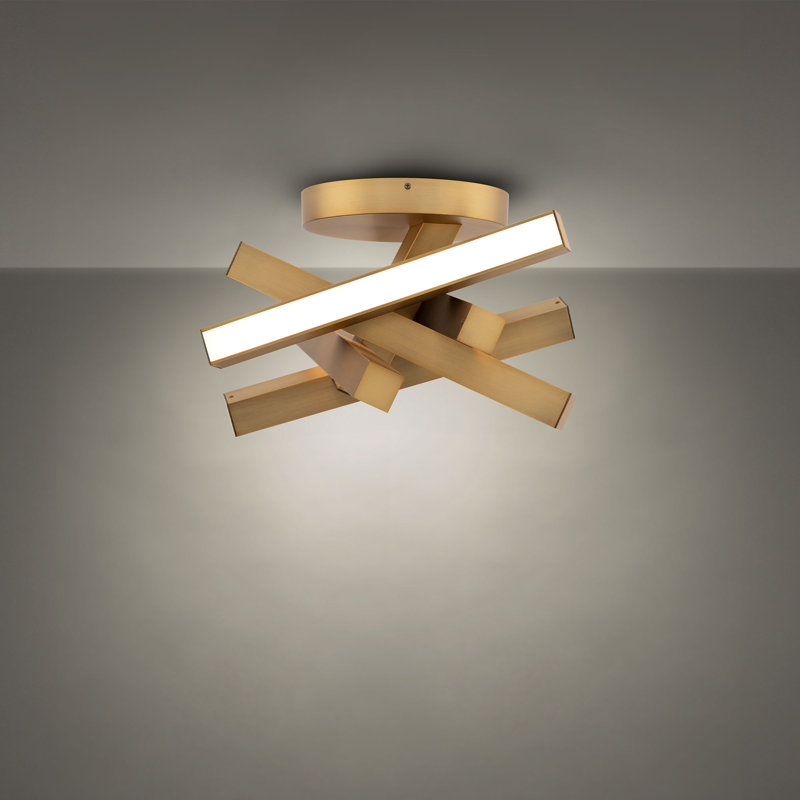 Chaos LED Semi-Flush Mount, Antique Brass