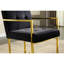 Chaise avec accoudoirs moderne en velours noir, base scintillante, facile à assembler et structure noire en acier inoxydable-574271207