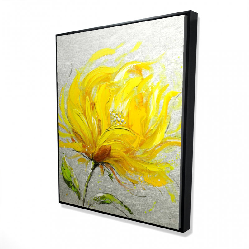 Yellow Fluffy Flower Print On Canvas