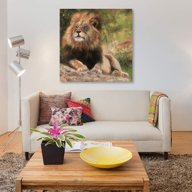 «Lion Laying Down», impression sur toile, H 26 po x l 26 po x P 1,5 po, Pas de tapis, Toile tendue