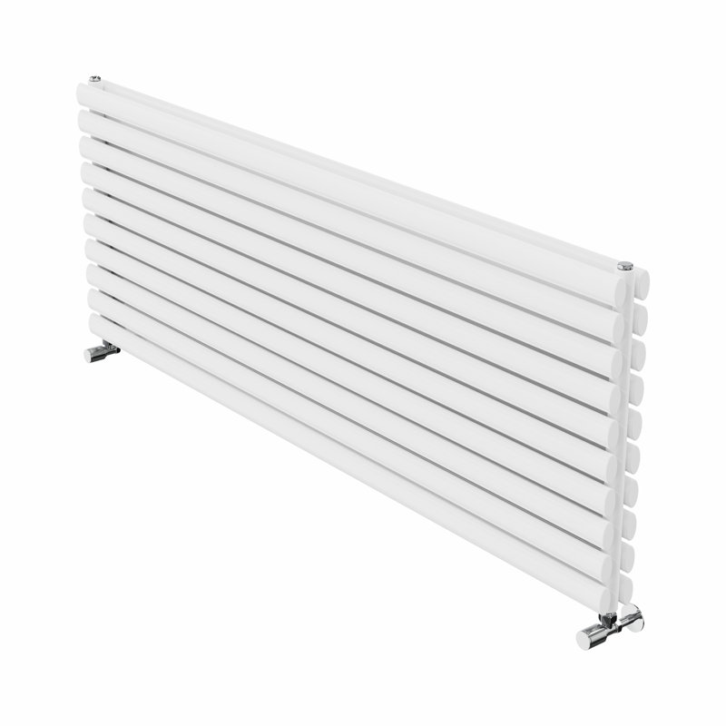 Brunella Oval Panel Radiators, White, 59cm H x 160cm W x 7.8cm D
