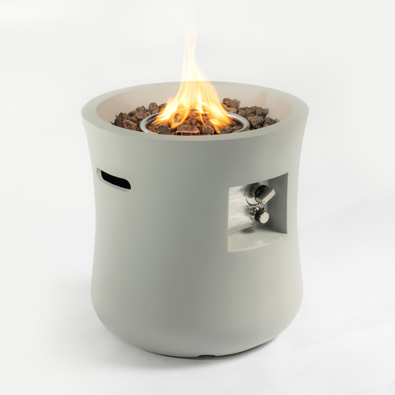 Outdoor Propane Fire Pit Table,Compact Streamlined Modern ,Round Graphite Base With Waterproof Cover,Free Lava Rocks