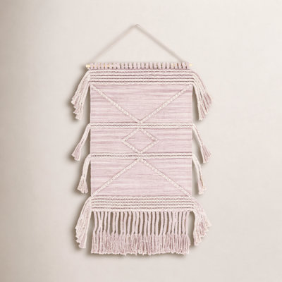Cotton Tassel Wall Hanging with Rod