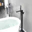 Robinet de baignoire autoportant noir mat - Robinet de salle de bain en laiton à fixation au sol avec poignée, poignée simple | Idée de cadeau