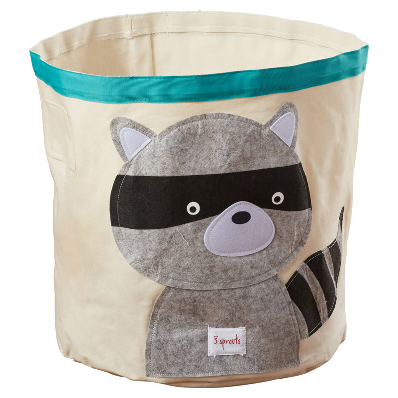 3 Sprouts - Canvas Storage Bin - Laundry and Toy Basket for Baby and Kids - Raccoon