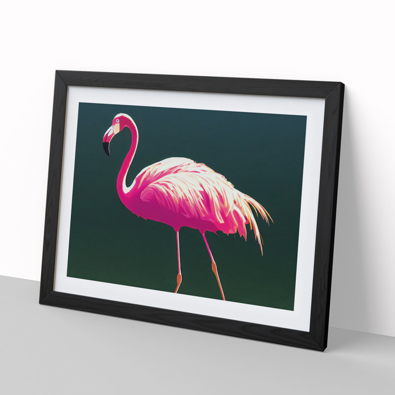 Enthralling Flamingo - Single Picture Frame Painting, Black , 46cm H x 64cm W x 2cm D