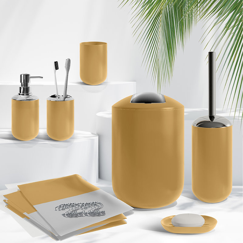 Camel Gold 20-Piece Bathroom Accessory Set with Fabric Shower Curtain
