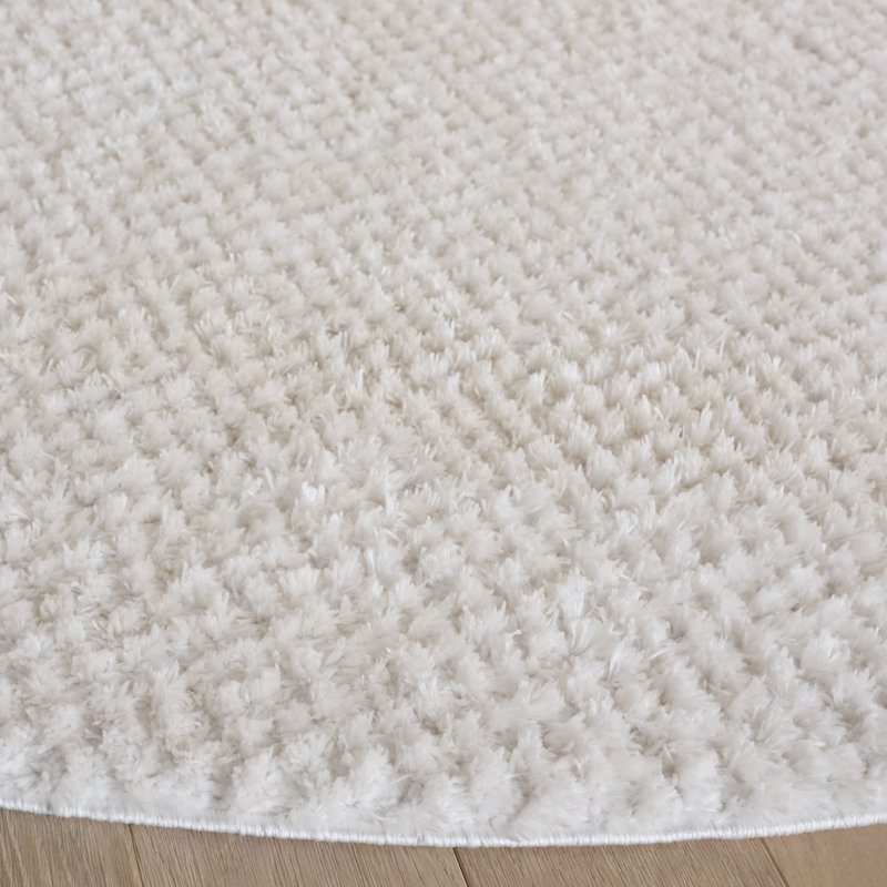 Tapis de couleur unie à poils longs Mukilteo Penelope Performance, Rond 6 pi 7 po
