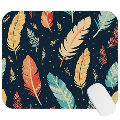 Bohemian Feathers XIV Bohemian Gaming Cute Office Laptop Desk Pad Gift Mat Square Rectangle Non-Slip Mousepad
